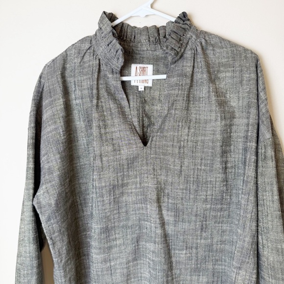 A Shirt Thing 100% Cotton Penelope brown/grey metallic  Shirt Blouse Top M - Picture 3 of 10